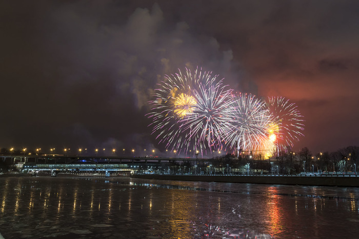 С днем защитника отечества! - Моё, 23 февраля, Салют, Метромост, Москва-Река, Праздники, Nikon d7100