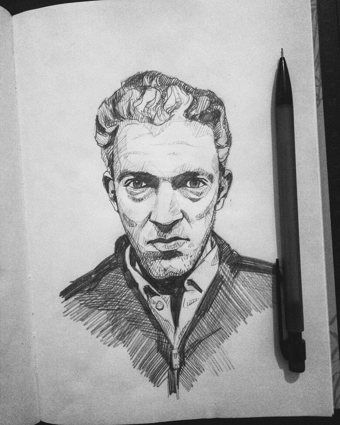 Cassel sketch - My, Vincent Cassel, Actors and actresses, Artist, Creation, Pencil drawing, Art, Sketch, Sketch