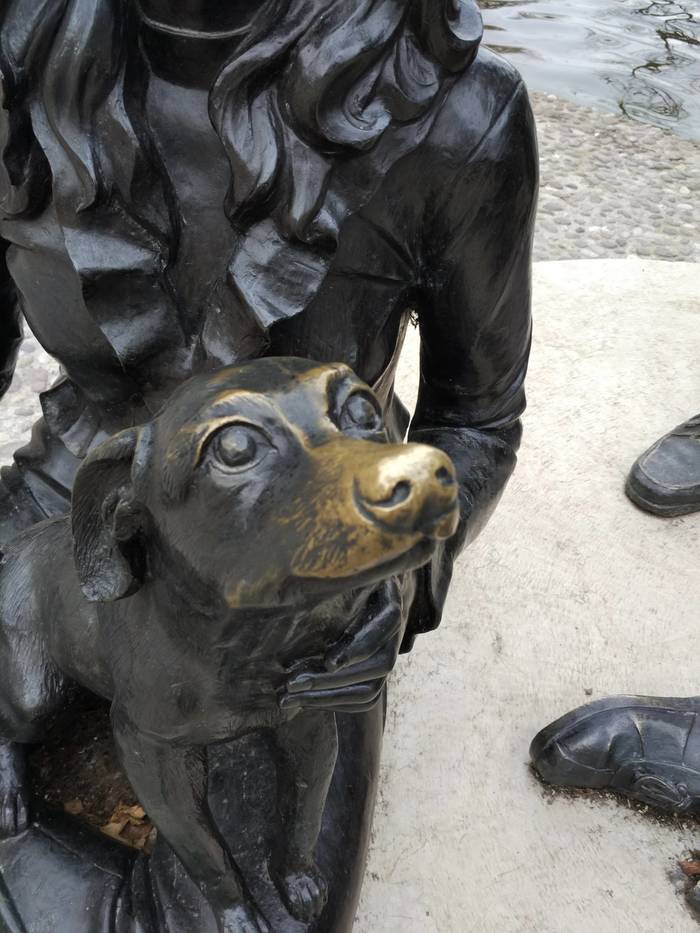 It can be seen that they often stroked the nose of this bronze dog) - Bronze, Dog, , The statue, Sculpture