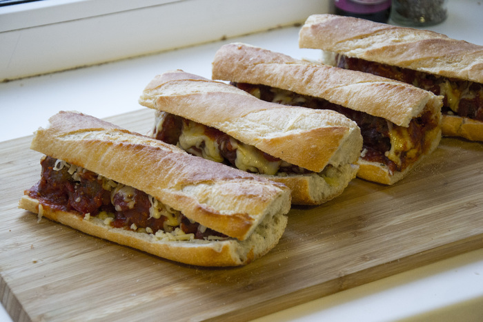 Meatball sandwitch (Meatball baguette) - My, Recipe, Food, Meat, Meatballs, Sandwich, Dinoburger, , GIF, Longpost