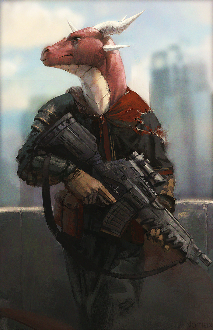 Soldier of fortune - The Dragon, Furry, Art, Weapon, Nomax