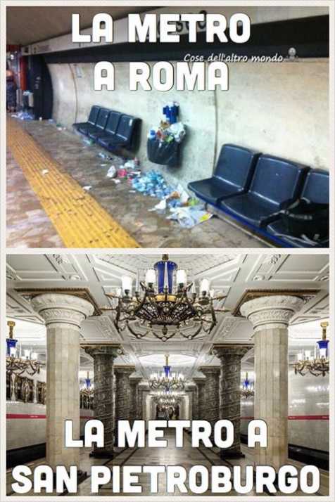 UNDERGROUND. Rome vs St Petersburg - Metro, Picture with text, Rome, Saint Petersburg, Comparison