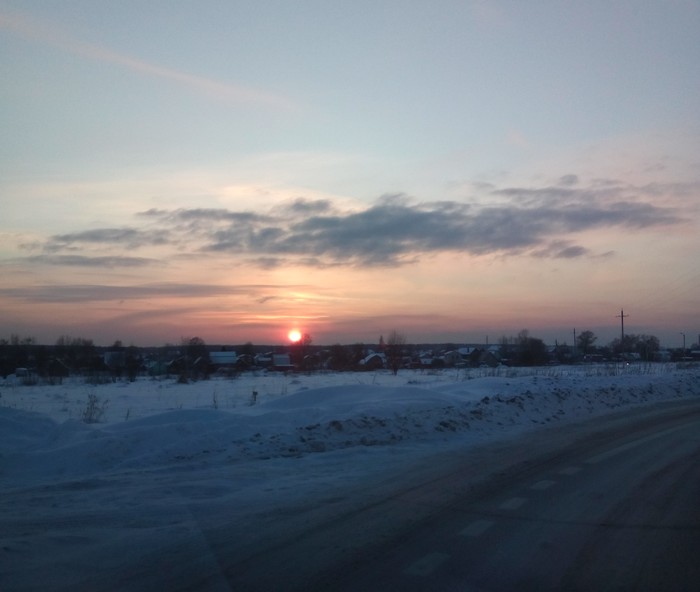 February sunset - February, Sunset, Snow, Winter, The sun, freezing