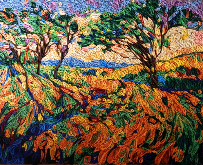 Квиллинг по картине Erin Hanson - Моё, Квиллинг, Творчество, Ручная работа, Рукоделие, Искусство, Длиннопост