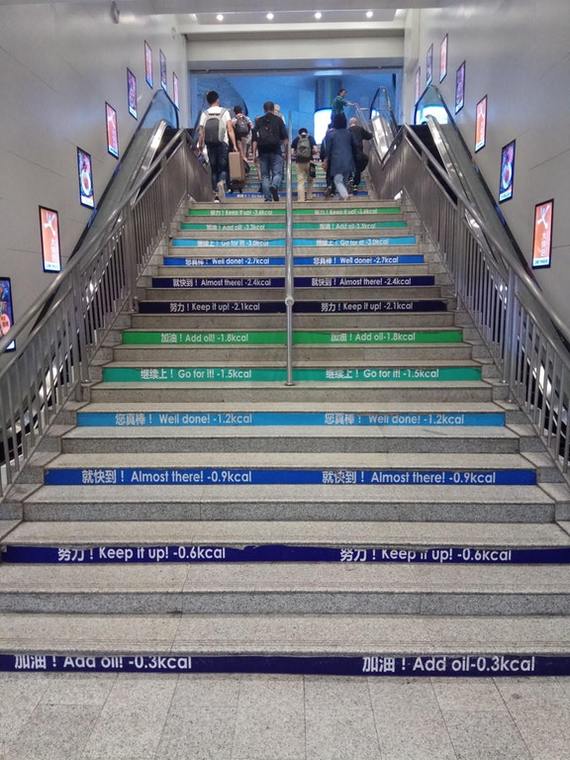 These stairs count the calories you burn without using the escalator - Escalator, Stairs, Calories, Reddit