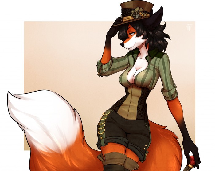 in a hat - Furry, Anthro, Art, Firetally