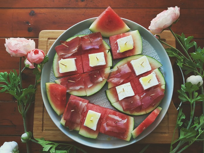 When the soul demands summer... - My, Watermelon, Cheese, Cooking, Food, Foodporn, I share, Jamon