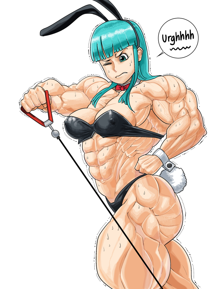 Dragon Ball: Bunny Bulma - , Art, Strong girl, Sleep-Sleep, Extreme muscles, Bodybuilders, Anime, Dragon ball