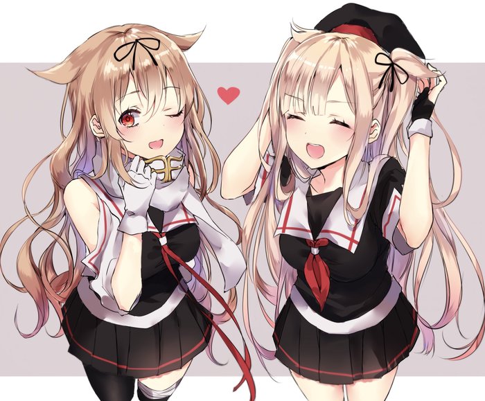 Guess who's who? - Kantai collection, Murasame, Yuudachi, Anime, Anime art