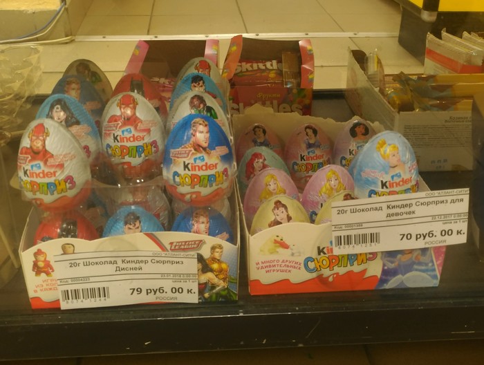Kinders or a bit of sexism - My, Kinder Surprise, Chocolate, Pricing