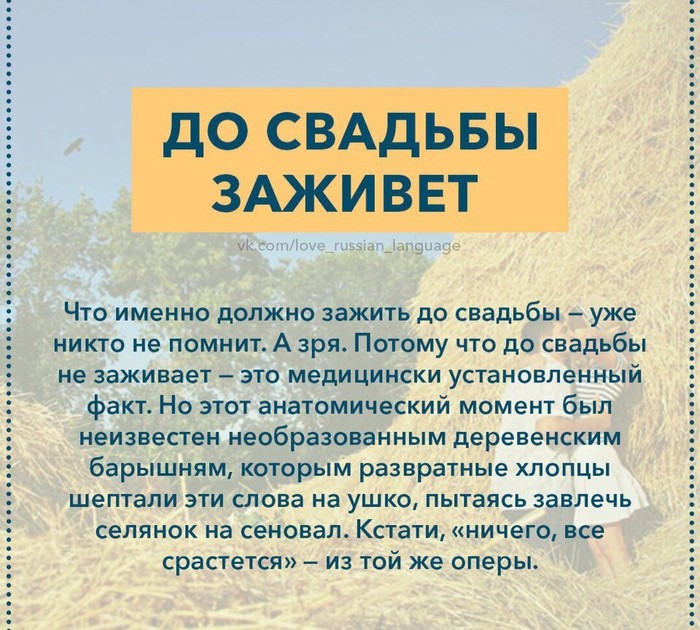 Значение До свадьбы заживёт - До свадьбы заживет, Значение, Интересное