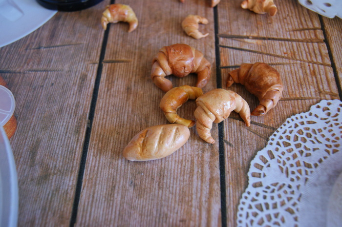 Polymer confectionery: buns and croissants - My, Needlework without process, Polymer clay, Лепка, , Self-hardening clay