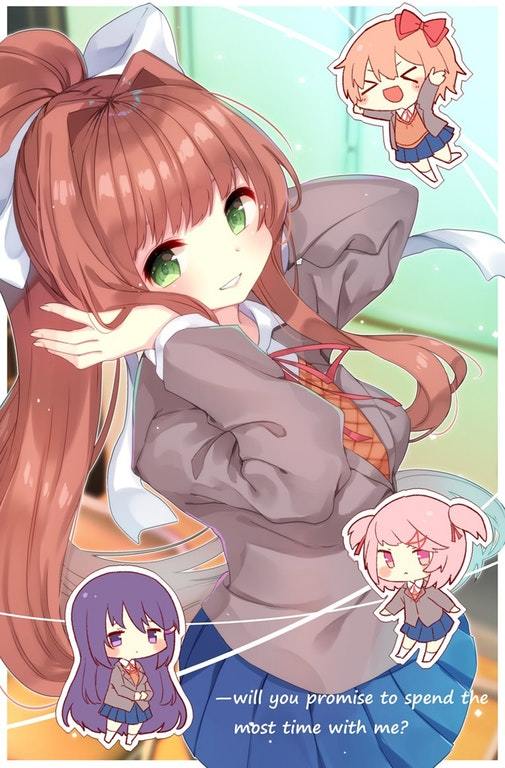 Monika и все все все - Doki Doki Literature Club, Monika, Sayori, Yuri DDLC, Natsuki