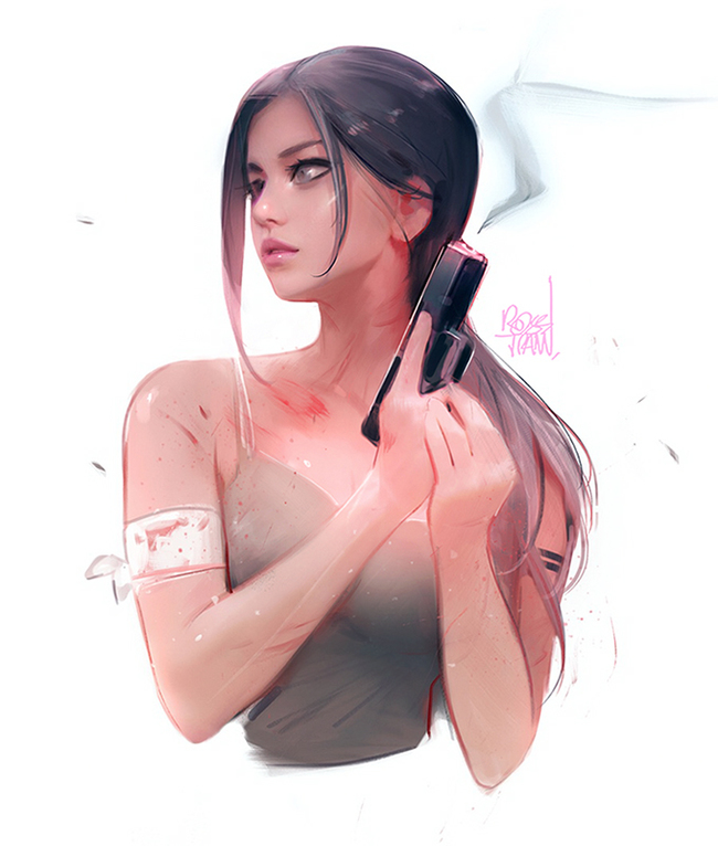 Lara Croft by Rossdraws - Rossdraws, Ross Tran, Арт, Лара Крофт, Длиннопост