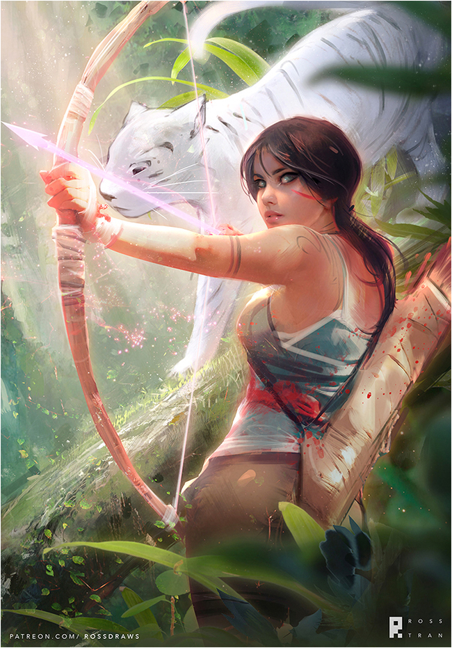 Lara Croft by Rossdraws - Rossdraws, Ross Tran, Арт, Лара Крофт, Длиннопост