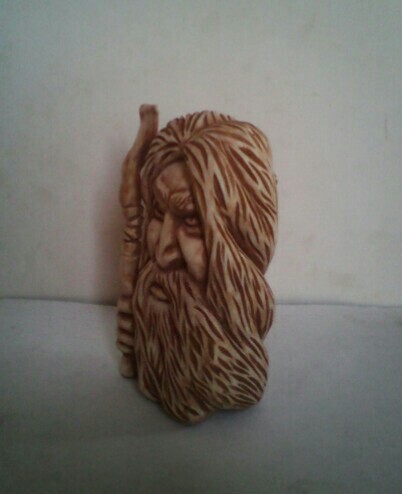 Slavic god VELES made of wood (aspen), height 9cm. - My, Wood carving, Thread, Bags, Idol, Slavic gods, Slavic mythology, Veles, Longpost