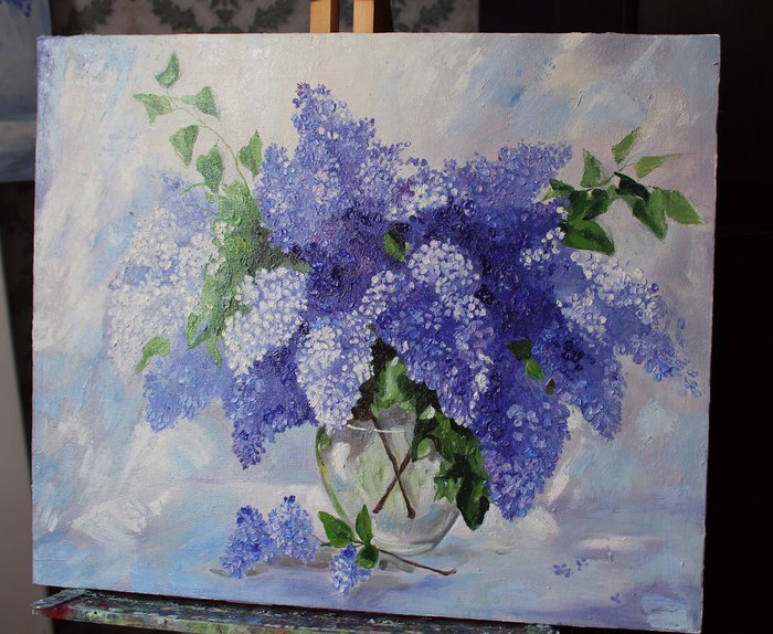 fragrant lilac - My, Painting, Oil painting, Flowers, Lilac