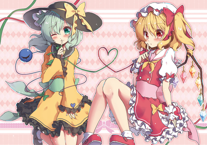 Flandre & Koishi - Touhou, Тохо, Anime Art, Аниме, Не аниме, Flandre Scarlet, Komeiji Koishi, Beni kurage