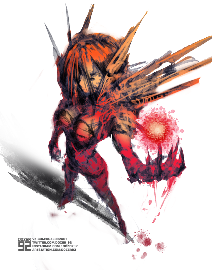 Edgy sketchy robogirl. , Anime Art, , , , Dozer92