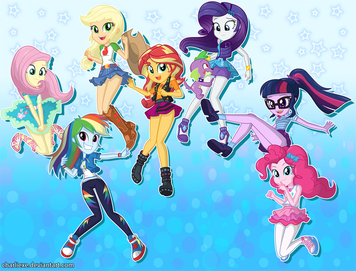 EG Series - My little pony, Equestria girls, Sunset shimmer, Mane 6, Spike, MLP Edge, Charliexe