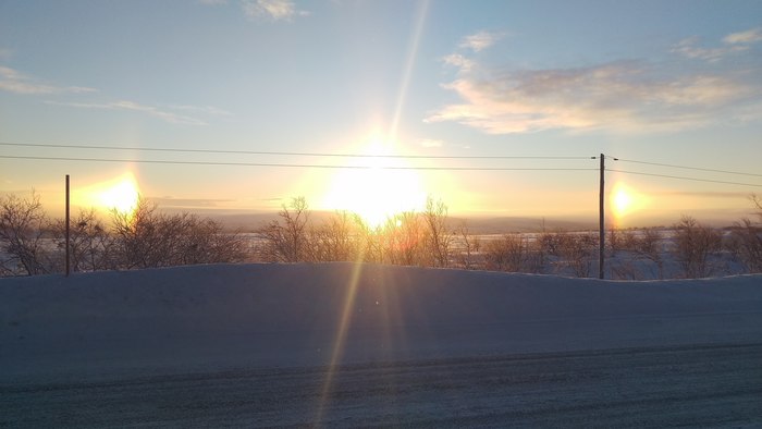 Three suns over the Murmansk region - My, Murmansk, Wonders of nature, , Winter, Rarity, Longpost, Halo