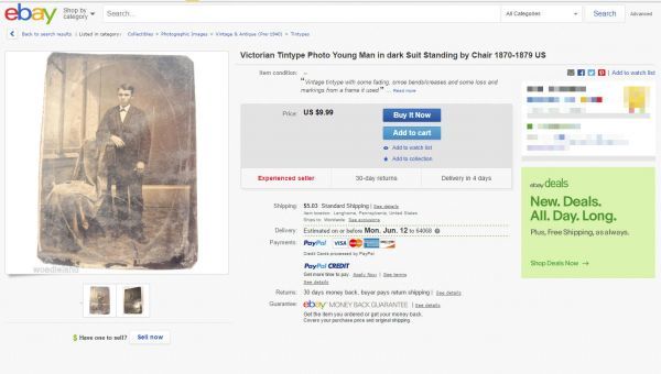 An old photo bought on eBay for $10 was valued at $2 million. - The photo, Auction, Criminals, Luck, Ebay, Screenshot