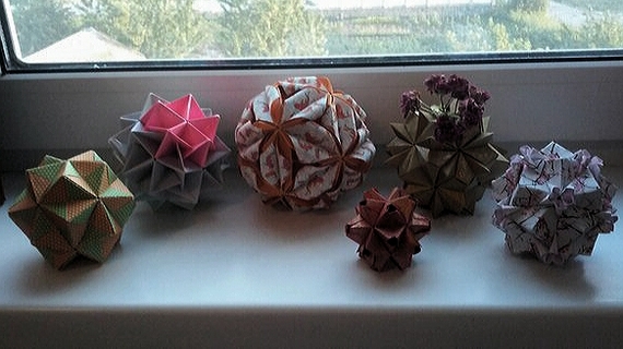 My little kusudamas. (one of the first) - , Modular origami, Kusudama, My, Longpost