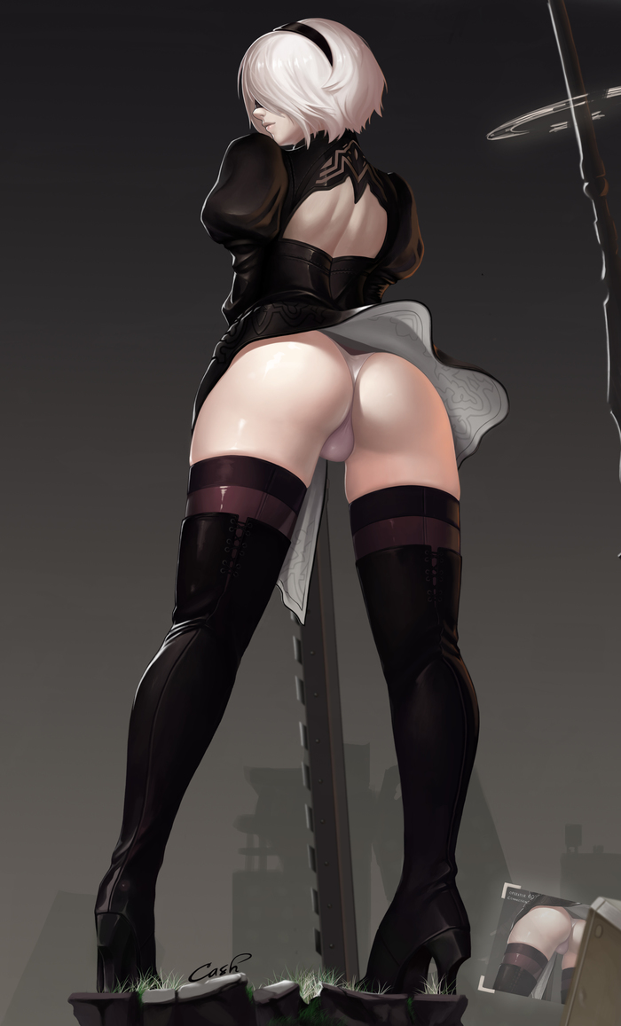 Yorha 2B - NSFW, NIER Automata, Yorha unit No 2 type B, Art, Drawing, Pantsu, , Anime