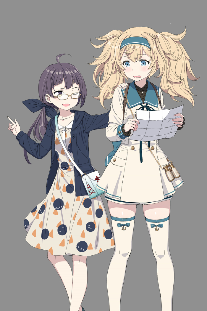 Fujinami and Gambier Bay - Kantai collection, , Gambier bay, Anime, Anime art, Longpost