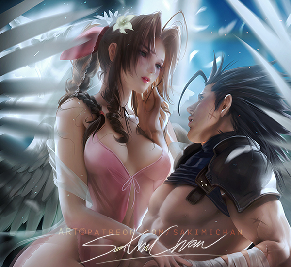 Areth Zack Social - NSFW, Deviantart, Art, Drawing, Games, Final Fantasy, Aerith gainsborough, Zack, Sakimichan