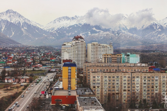After precipitation / Almaty, Kazakhstan - The photo, Kazakhstan, Spring, Road, Town, The mountains, Morning, My