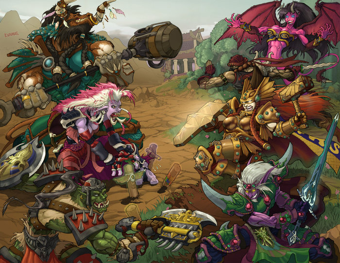 World of Warcraft Group Battle - World of warcraft, Art, Who will win, Vs, Versus, Wow