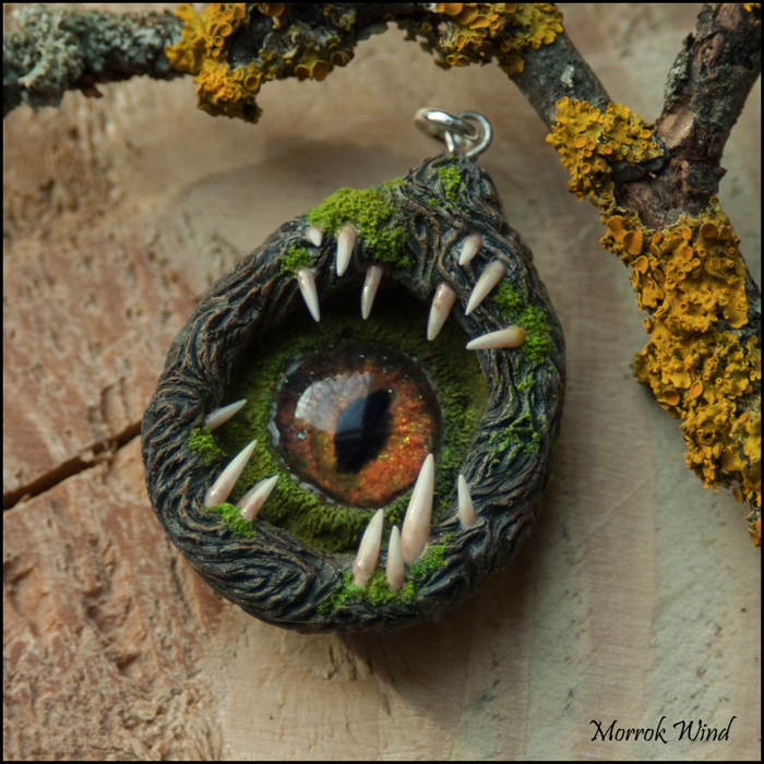 Toothy, big-eyed, forest - My, Polymer clay, Kripota, , , Moss, Lesnoe, Bark, Forest, Longpost