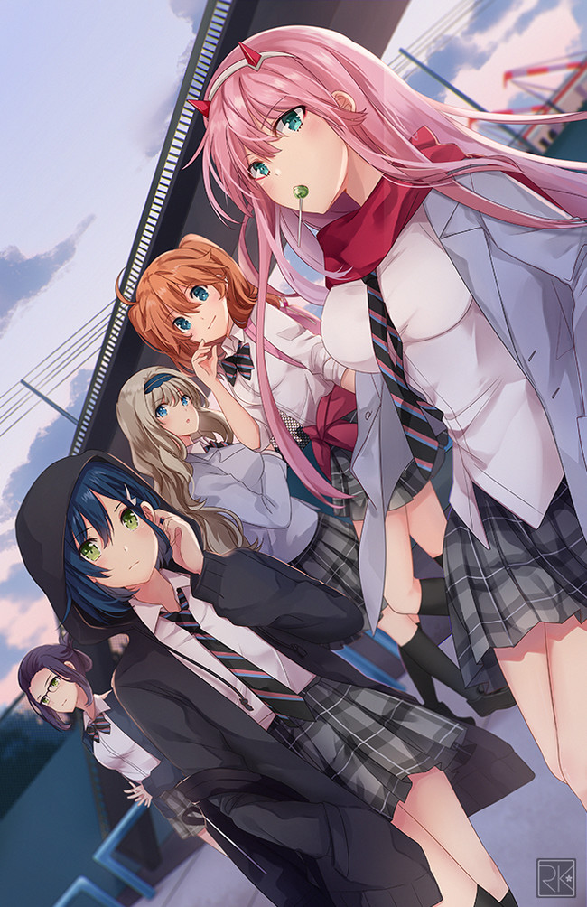 Ikuno, Ichigo, Kokoro, Miku and Zero Two [Darling in the FranXX] - Ikuno, Ichigo, Kokoro, Zero Two, Darling in the Franxx, Аниме, Anime Art, Miku Darling in the Franxx, Ichigo (Darling in the Franxx)