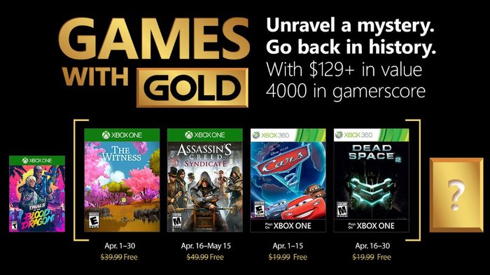 Игры для участников с золотым статусом в апреле
 - Xbox, Xbox One, Games with gold, Xbox 360