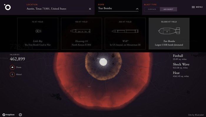 3D simulator allows you to drop a nuclear bomb on any city - Bomb, Explosion, Simulator