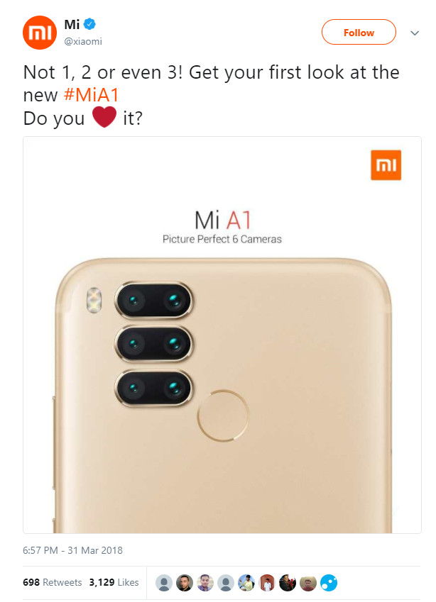 Chinese smartphone maker Xiaomi has unveiled a first look at the three cameras of its MiA1 flagship. - Xiaomi, Smartphone, Telephone, Humor, Twitter