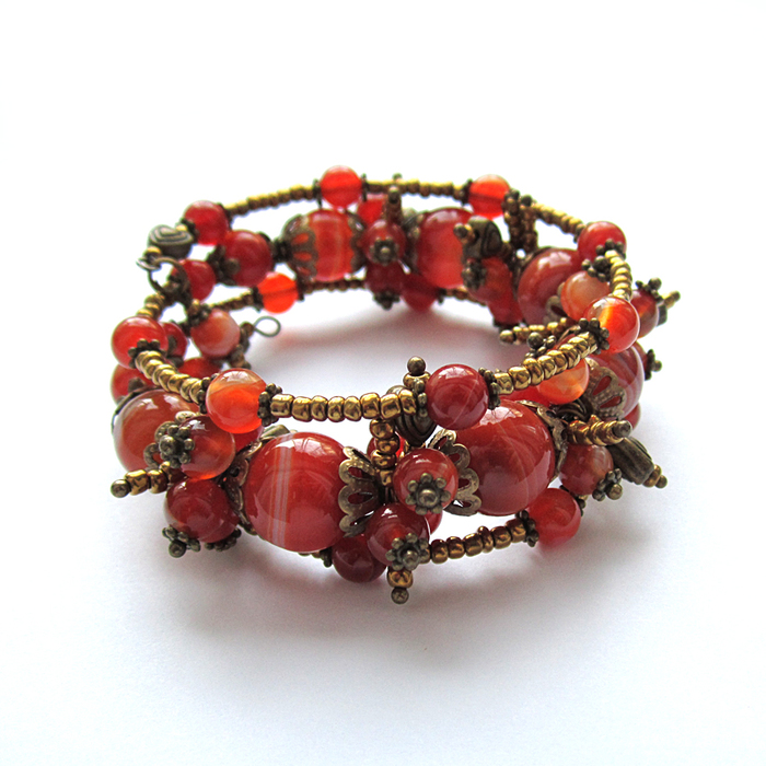 Natural carnelian bracelet - Decoration, I share, My, Needlework without process