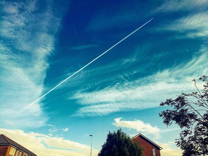 Sky - My, Beginning photographer, Sky, Clouds, , The photo, Condensation trail