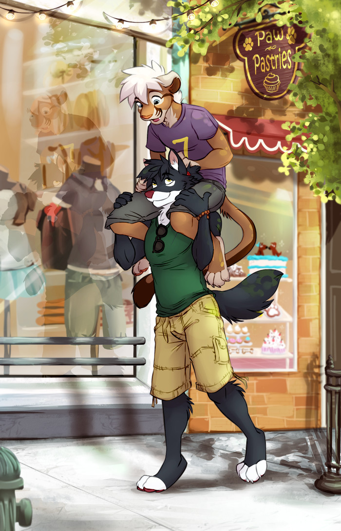 On the shoulders - Furry, Art, Anthro, Thelupinprincess