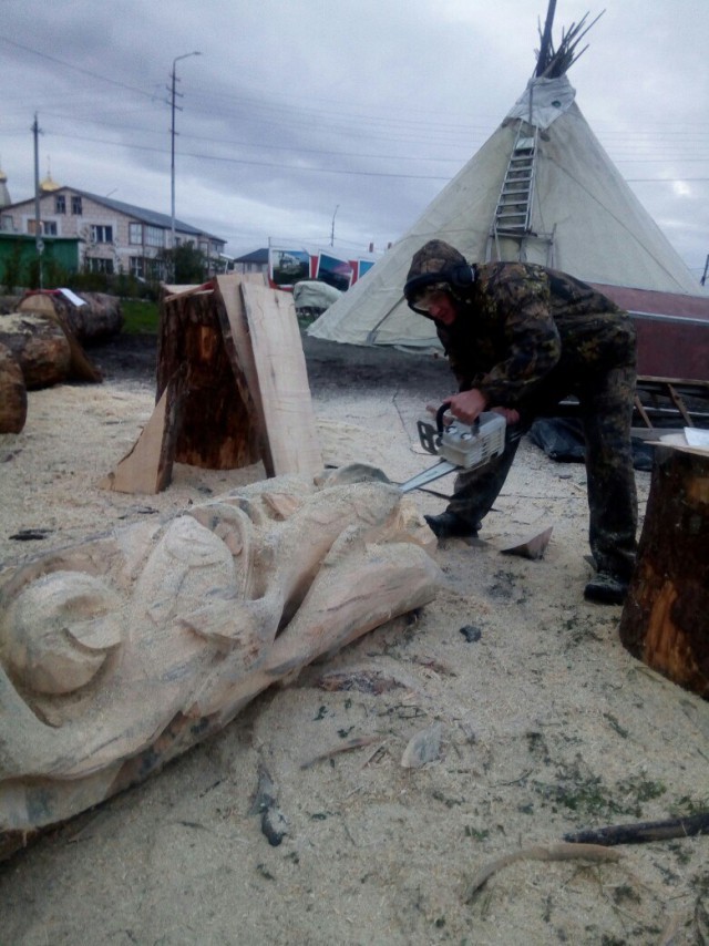 Kid with a chainsaw - My, Alexander Ivchenko, Chainsaw sculpture, Chainsaw, Veles, Perun, Svarog, Wood carving, Longpost, Video