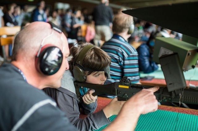 The famous shooting competition Knabenschiessen in Zurich. - Switzerland, Weapon, Children