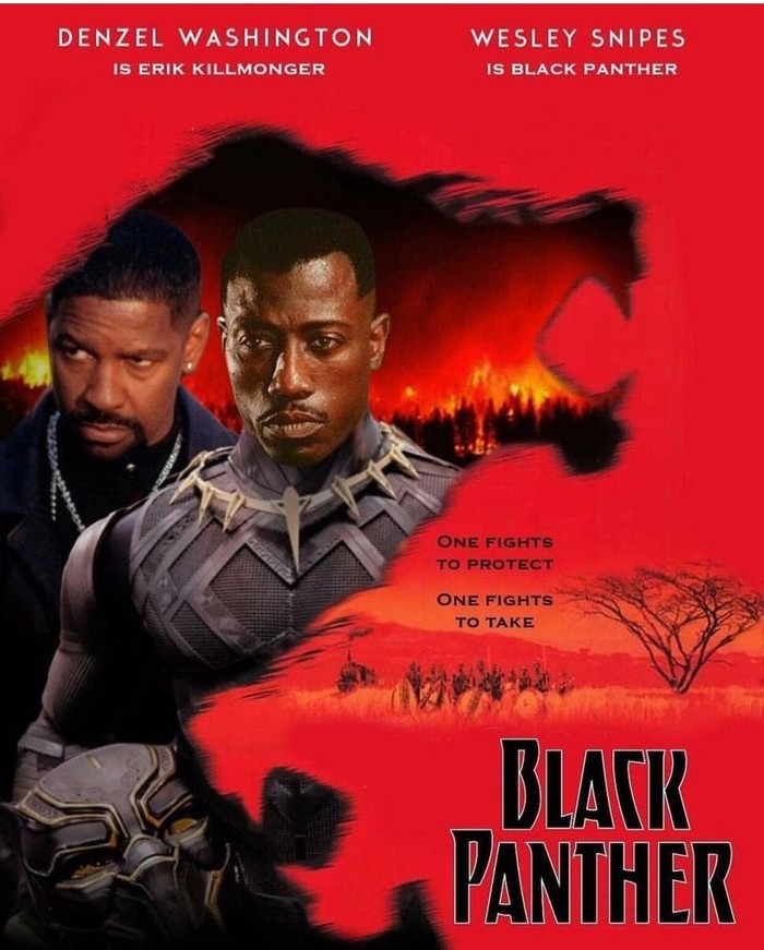 If the Black Panther movie came out in the 90s - Marvel, Black Panther, Wesley snipes, Denzel Washington, Poster