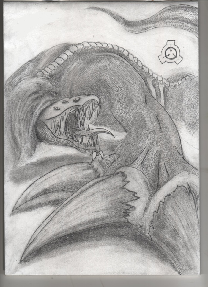 SCP-682 Mega FMD - My, SCP, SCP Art, Scp-682, Drawing, Pencil drawing