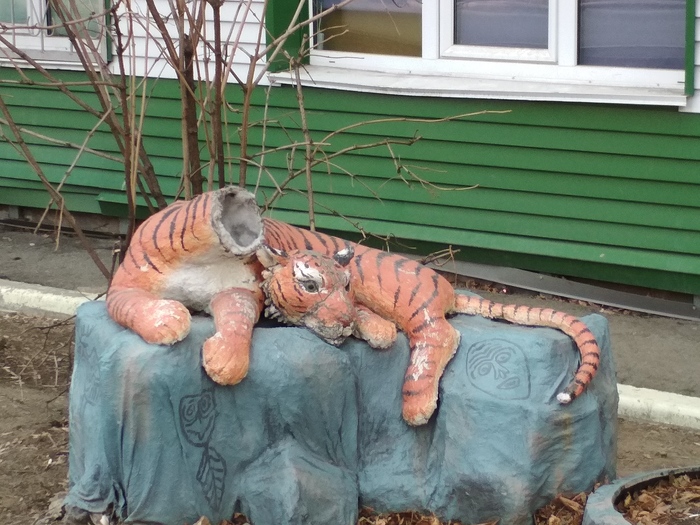 Fools! They have forgotten the Law of the Jungle. - Tiger, Shere Khan, Headless, Mowgli, Vandalism, Sculpture