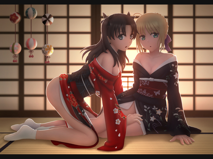 Fate Art - Аниме, Anime Art, Fate, Fate-Stay Night, Tohsaka Rin, Saber, Artoria Pendragon