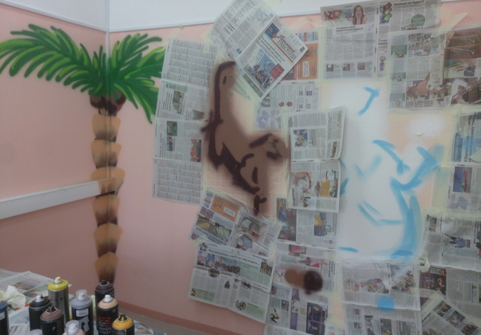 Children's doctor's office - Jukart, Longpost, Painting, Cartoons, Hospital, Soviet cartoons, Soyuzmultfilm, My, Wall painting, Dr. Aibolit
