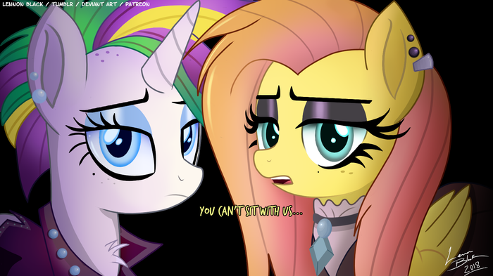 You Can't Sit With Us My Little Pony, Ponyart, Rarity, Fluttershy, Raripunk, Lennonblack