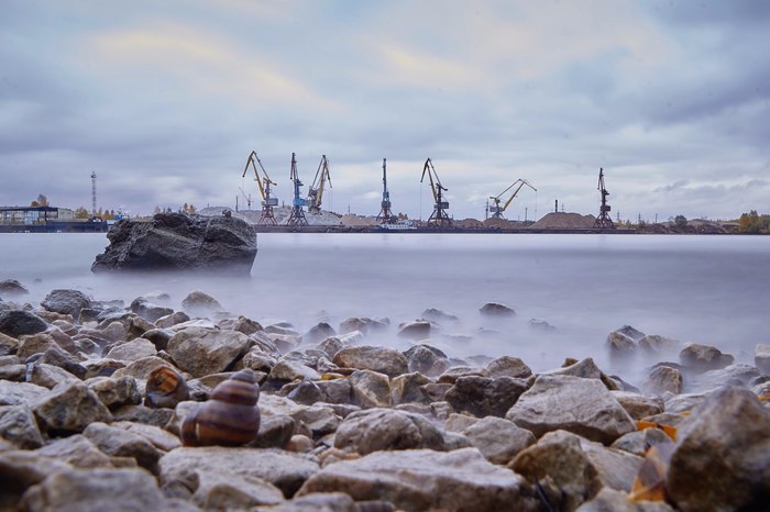 Syzran, view of the Riverport, long exposure - My, Long exposure, Syzran, Rechport