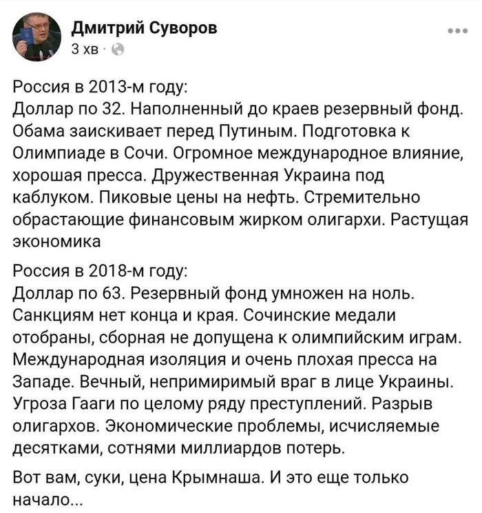 Россия в 2013-м и в 2018-м. Думайте сами. - Политика, Крым, Вброс